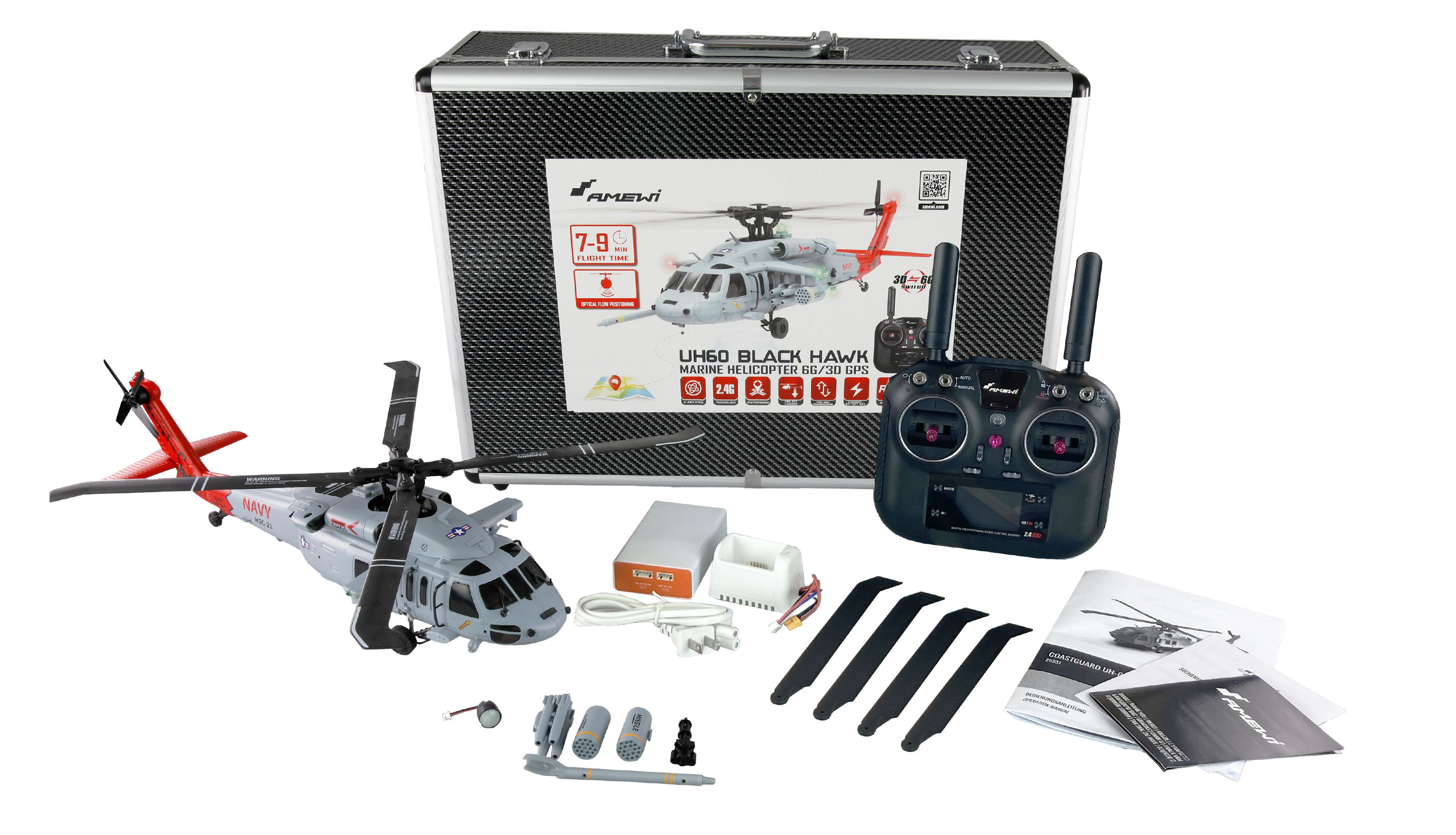 AMEWI 25357 UH-60L Black Hawk Coastguard Hélicoptère Brushless 4 voies 6G - Modellbau Berlinski Modellbaufachhandel